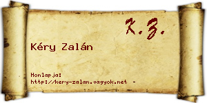 Kéry Zalán névjegykártya